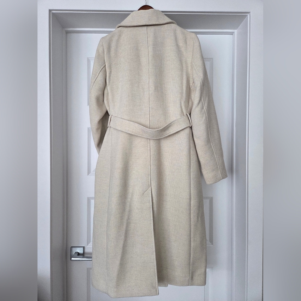 H&M Long Belted Coat, Cream, Size M - Picture 3 of 15